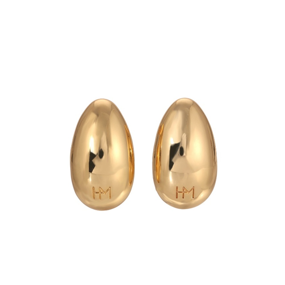 HM Gold-Tone Smooth Dome Earrings - Elegant Women's Jewelry